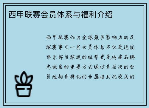 西甲联赛会员体系与福利介绍